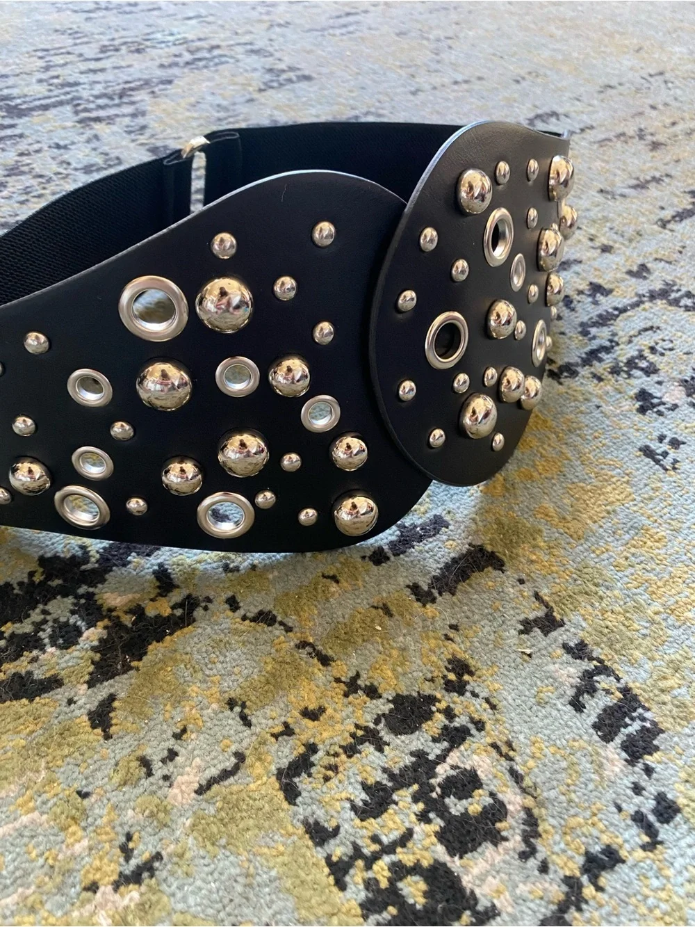 Studded Black Wide Waist Belt - Fashion Accessory